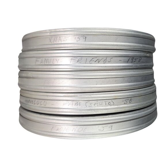 Vintage Bell & Howell 8mm Film Canisters Set Of 5 With 1 Reel 1950s 5 Inch Metal - Picture 4 of 12